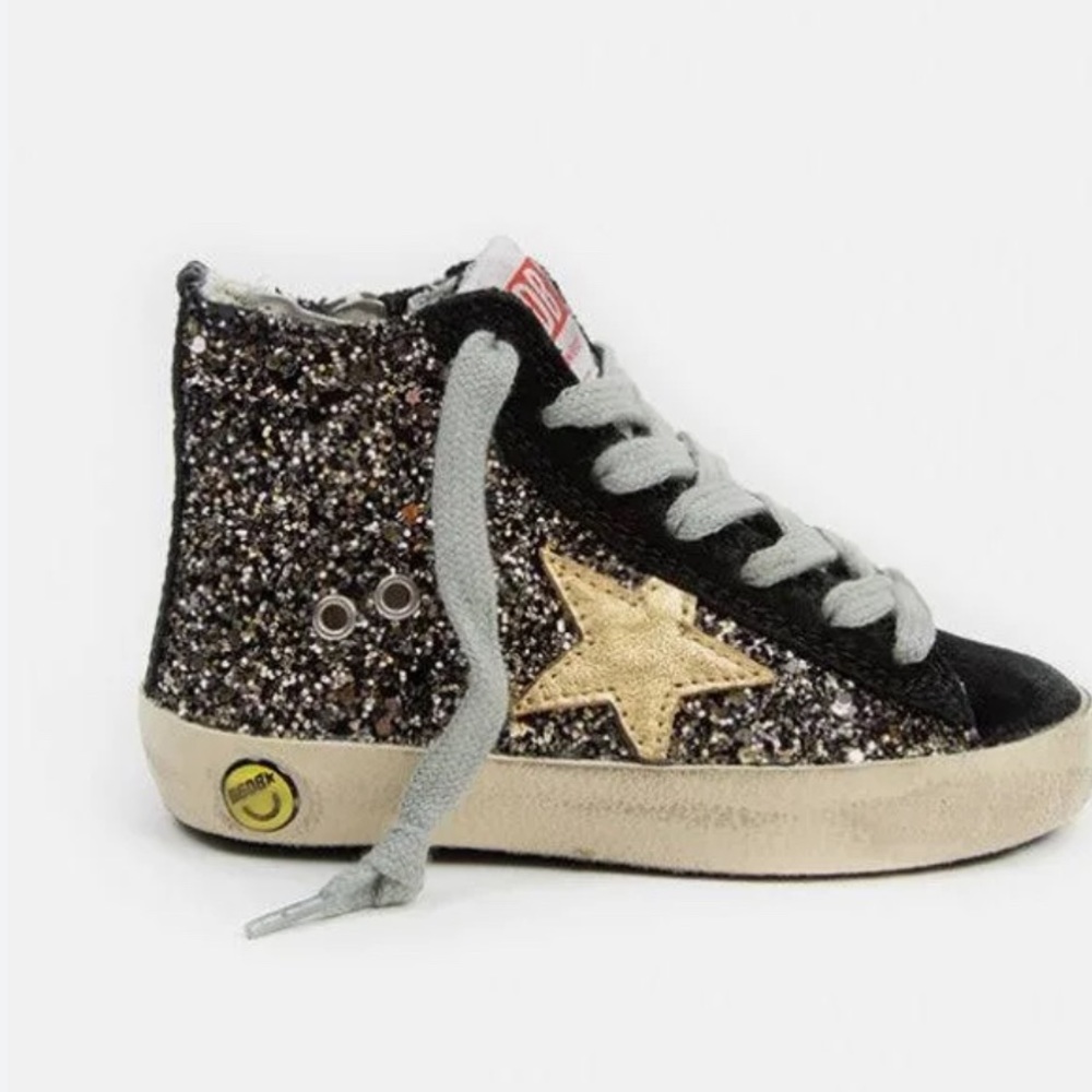 Golden Goose Black and Gold Kids Sneakers